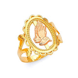 Praying Hands Ladies Ring in 14K Gold