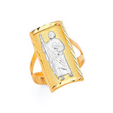 San Judas Ladies Ring in 14K Two-Tone Gold