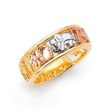 Lucky Charm Ladies Ring in 14K Tri-Color Gold