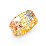 Lucky Charm Ladies Ring in 14K Tri-Color Gold