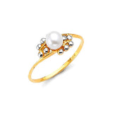 Pearl Ladies Ring in 14K Two-Tone Gold