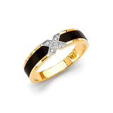 White CZ Ladies Ring in 14K Two-Tone Gold