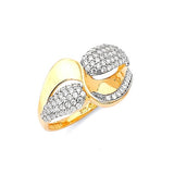 White CZ Fancy Ladies Ring in 14K Two-Tone Gold