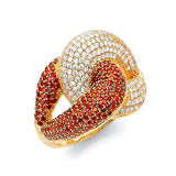 Red & White CZ Fancy Ladies Ring in 14K Gold