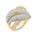 White CZ Fancy Ladies Ring in 14K Two-Tone Gold