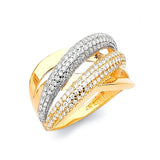 White CZ Fancy Ladies Ring in 14K Two-Tone Gold