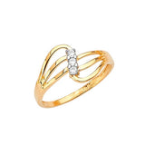 White CZ Multi-Band Ladies Ring in 14K Two-Tone Gold