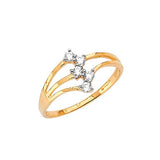 White CZ Multi-Band Ladies Ring in 14K Two-Tone Gold