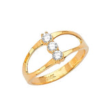 White CZ Multi-Band Ladies Ring in 14K Gold