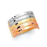 Multi-Band Ladies Ring in 14K Tri-Color Gold