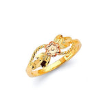 Flower Ladies Ring in 14K Two-Tone Gold