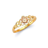 Flower Ladies Ring in 14K Two-Tone Gold