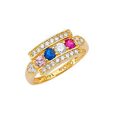 Multi-Color CZ Multi-Stone Ladies Ring in 14K Gold