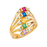 Multi-Color CZ Multi-Stone Ladies Ring in 14K Gold