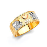 Elephant Ladies Ring in 14K Tri-Color Gold