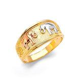 Elephant Ladies Ring in 14K Tri-Color Gold