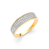 White CZ Channel Ladies Ring in 14K Two-Tone Gold