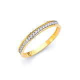 White CZ Channel Ladies Ring in 14K Two-Tone Gold