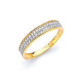 White CZ Channel Ladies Ring in 14K Two-Tone Gold