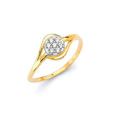 White CZ Ladies Ring in 14K Two-Tone Gold