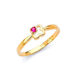 Red CZ Butterfly Ladies Ring in 14K Gold