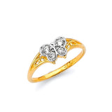 White CZ Butterfly Ladies Ring in 14K Two-Tone Gold