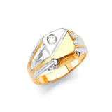 White CZ Kids Ring in 14K Two-Tone Gold