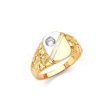 White CZ Kids Ring in 14K Two-Tone Gold