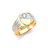 White CZ Kids Ring in 14K Two-Tone Gold