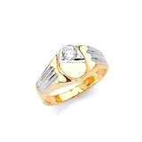 White CZ Kids Ring in 14K Two-Tone Gold