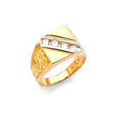 White CZ Kids Ring in 14K Two-Tone Gold