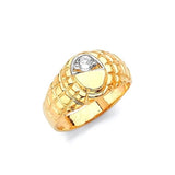 White CZ Kids Ring in 14K Two-Tone Gold