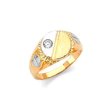 White CZ Kids Ring in 14K Two-Tone Gold