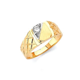 White CZ Kids Ring in 14K Two-Tone Gold