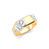 White CZ Kids Ring in 14K Two-Tone Gold