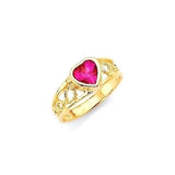 Red CZ Kids Ring in 14K Gold