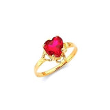 Red CZ Kids Ring in 14K Gold