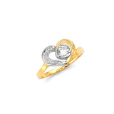 White CZ Heart Kids Ring in 14K Two-Tone Gold