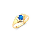 Blue CZ Heart Kids Ring in 14K Gold