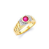 Red CZ Kids Ring in 14K Two-Tone Gold