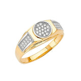 White CZ Micro-Pave Mens Ring in 14K Two-Tone Gold