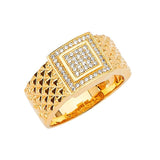 White CZ Micro-Pave Mens Ring in 14K Gold