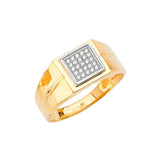 White CZ Micro-Pave Mens Ring in 14K Two-Tone Gold