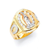 White CZ Guadalupe Mens Ring in 14K Tri-Color Gold