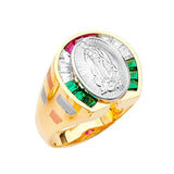 Multi-Color CZ Guadalupe Mens Ring in 14K Tri-Color Gold