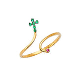 Green & Red CZ Cross Ladies Ring in 14K Gold