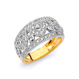 White CZ Ladies Ring in 14K Two-Tone Gold