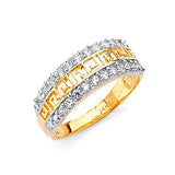 White CZ Ladies Ring in 14K Two-Tone Gold