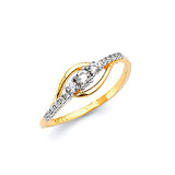 White CZ Ladies Ring in 14K Two-Tone Gold