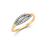 White CZ Ladies Ring in 14K Two-Tone Gold